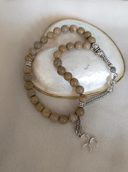 Tesbih 33 lük 8 mm Küre Kesim Doğal Jasper Taşı Tespih - 3