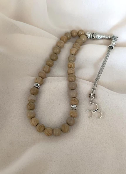 Tesbih 33 lük 8 mm Küre Kesim Doğal Jasper Taşı Tespih - 4
