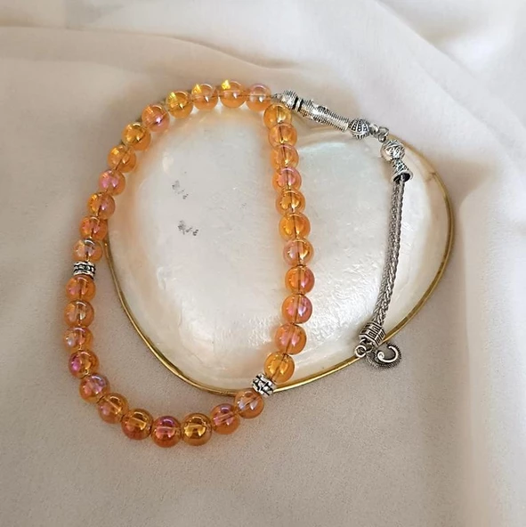 Tesbih 33 lük 8 mm Küre Kesim Doğal Kuvars Taşı Tespih