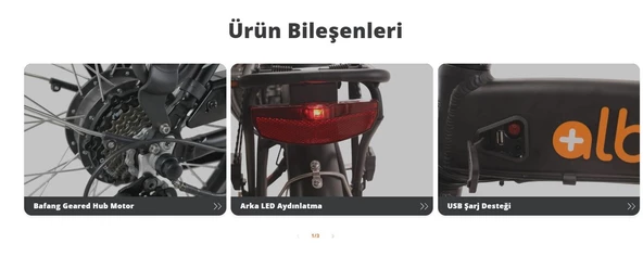 Alba Fold 2 Premium Katlanır Elektrikli Bisiklet LCD Gösterge, 9.6Ah Batarya Beyaz E-Bike - Resim 10