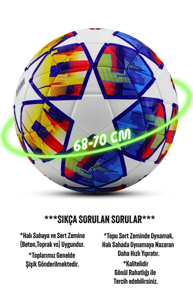 Telvesse Futbol Topu FT503 Şampiyonlar Ligi Sert Zemin Halı Saha Futbol Topu No:5 - 5