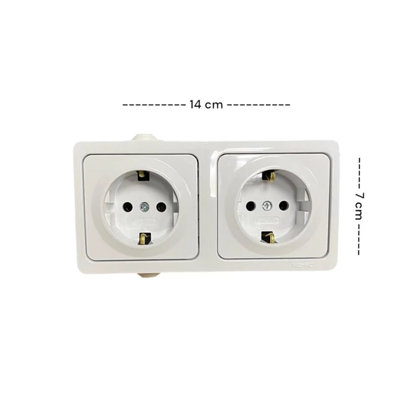 Ne-Ad Sıvaüstü Topraklı Priz+Topraklı Priz Kombine İkili Priz 95-08-08 - 3