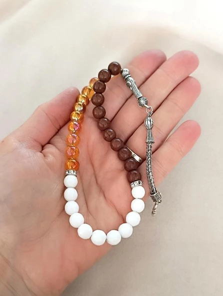 Tesbih 33 lük 8 mm Küre Kesim Karışık Doğal Taşı Tespih