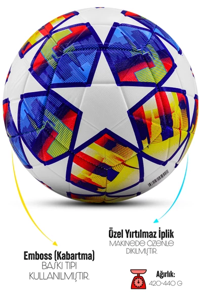 Telvesse Futbol Topu FT503 Şampiyonlar Ligi Sert Zemin Halı Saha Futbol Topu No:5 - 3