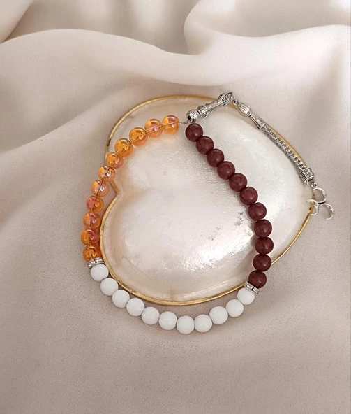 Tesbih 33 lük 8 mm Küre Kesim Karışık Doğal Taşı Tespih - 3