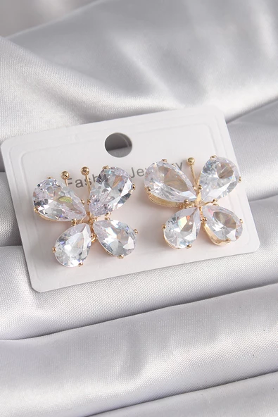 Gold Renk Zirkon Taşlı Kelebek Model Kadın Küpe - EBJ241102W28862 ürün görseli