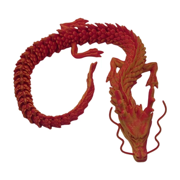 3D Hareketli Ejderha Figürlü Oyuncak - Kırmızı Sarı - Resim 2