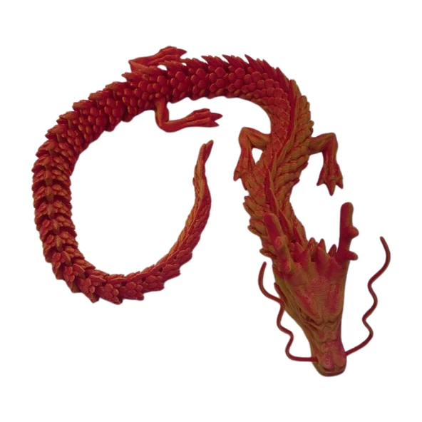 3D Hareketli Ejderha Figürlü Oyuncak - Kırmızı Sarı - Resim 6