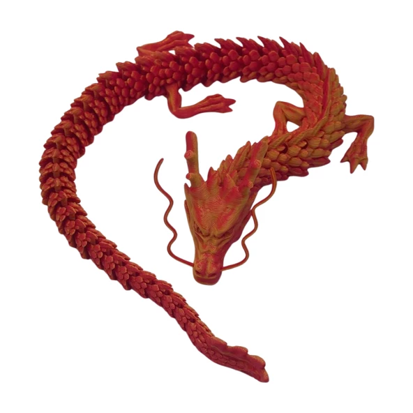 3D Hareketli Ejderha Figürlü Oyuncak - Kırmızı Sarı - Resim 5