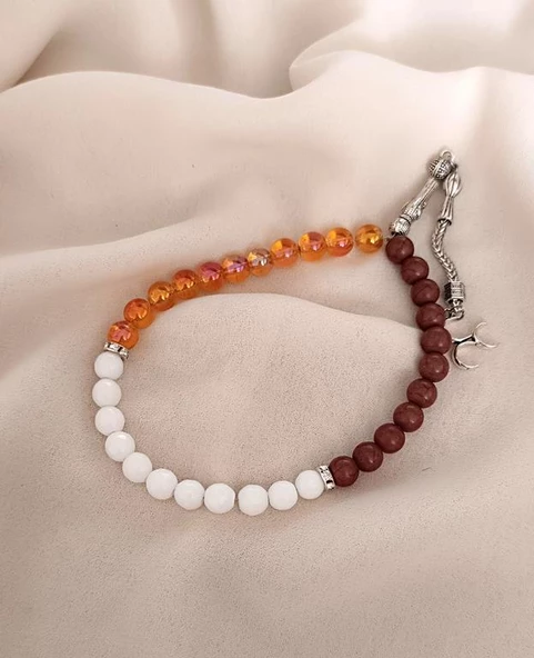 Tesbih 33 lük 8 mm Küre Kesim Karışık Doğal Taşı Tespih - 4