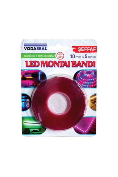 Vodaseal Vhb Led Montaj Bandı - 10 Mm X 5 Mt - Şeffaf