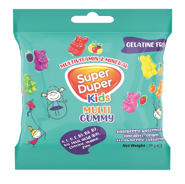 Super Duper Multivitamin ve Mineralli Jelibon (Kids Multi Gummy) 20gr x 40 adet