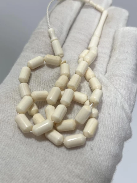 Kesme Fildişi Tesbih 12,35 Gram - Koleksiyonluk Fil Dişi Tespih - 4