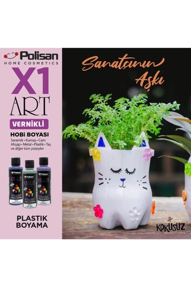 Polisan X1art Vernikli Hobi Boyası 120ml - 0041 Fıstık Yeşili - 4