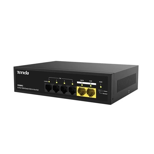 TENDA 6port 30w 4port PoE S106PC 10/100 Yönetilemez Switch - Resim 2