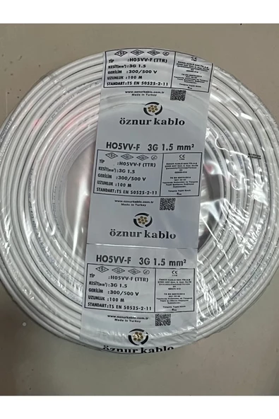 3 x 1,5 Ttr Kablo 5 Metre Beyaz Renk - 2