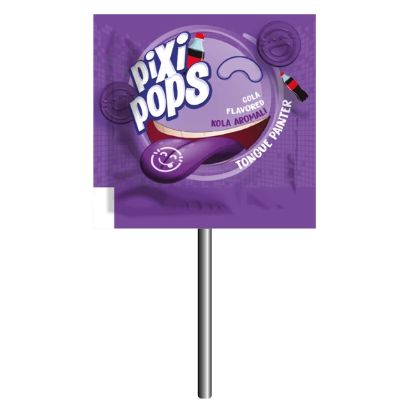 PİXİPOPS Kabartmalı Yüz İfadeli, Dil Boyayan Yassı Lolipop 6,2 Grx150adet/1 Kutu - 8