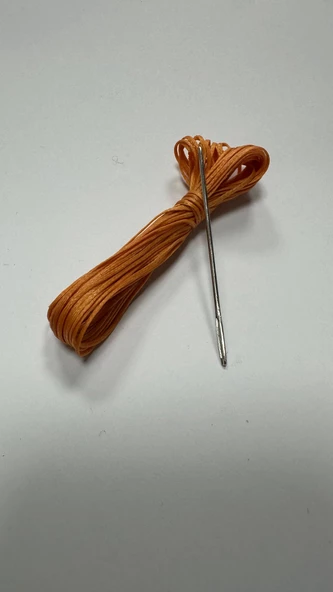 Direksiyon Kılıfı Dikmek İçin Mumlu İP Ve iğne 5 Metre TURUNCU - Resim 3