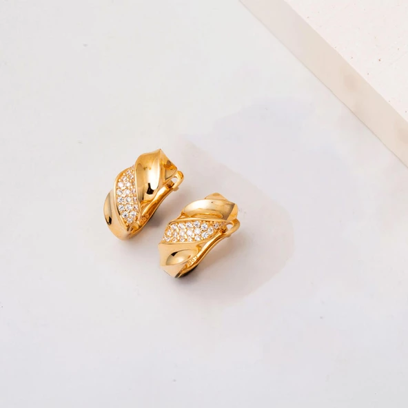 Burgulu 14 Ayar Kadın Altın Küpe - Resim 3