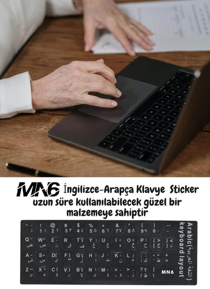 MN6 MAP01 Arapça Klavye Sticker/Kaliteli Pvc-50 Adet/Arapça Klavye Etiketi-notebook Pc Uymlu Klavye Sticker Tuş Takımı Arapça - 4