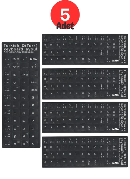 MN6 MTRQ Türkçe Q Klavye Sticker/5 Adet/laptop Pc Uymlu Türkçe Q Sticker/türkçe Q Klavye Sticker