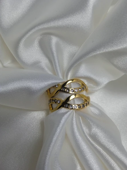 Jade'm Gold Zirkon taşlı ayarlana bilir bayan yüzük