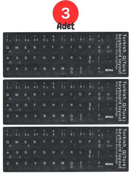MN6 MTRQ Türkçe Q Klavye Sticker/3 Adet/laptop Pc Uymlu Türkçe Q Sticker/türkçe Q Klavye Sticker