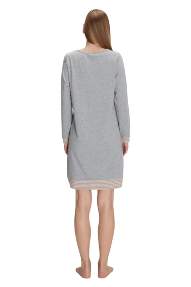 Anıl Kadın Gri Uzun Kol Gecelik 11275 - Resim 2