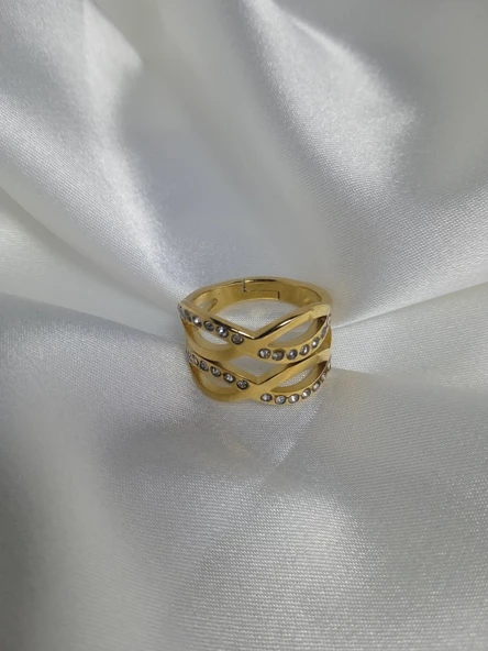 Jade'm Gold Zirkon taşlı ayarlana bilir bayan yüzük - 3