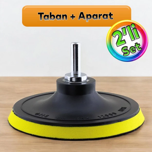 Cırt Zımpara Tabanı 115 mm Zımparalama Taşlama Sökülebilir M14 Cıvata Matkap Uyumlu + Matkap Aparatı (2'Li SET) ürün görseli 1