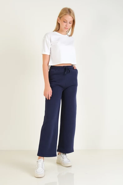 Kadın 3 İp Şardonlu Eşofman Altı Lacivert