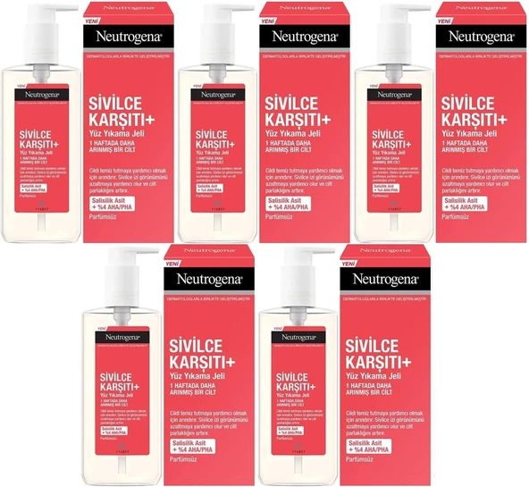 Neutrogena Düzensiz Cilt Tipleri için Yüz Yıkama Jeli 200ML (5 Li Set)