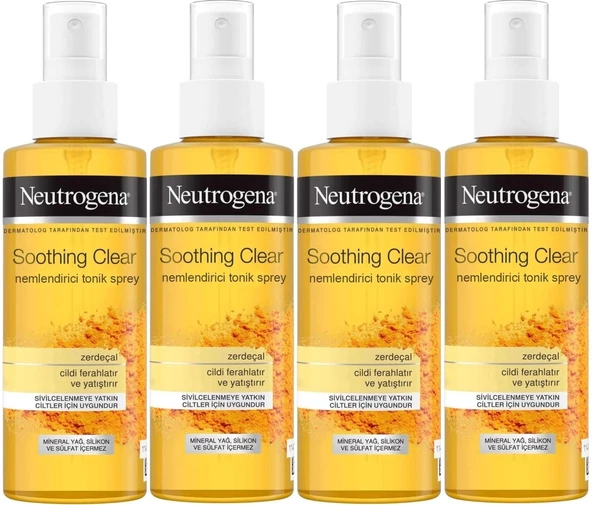 Neutrogena Soothing Clear Yüz Bakım Nemlendirici Tonik Spreyi 125ML (4 Lü Set)