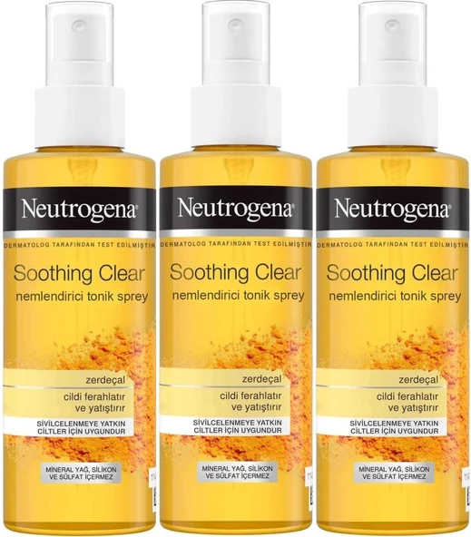 Neutrogena Soothing Clear Yüz Bakım Nemlendirici Tonik Spreyi 125ML (3 Lü Set)