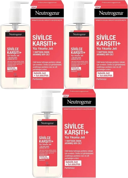 Neutrogena Düzensiz Cilt Tipleri için Yüz Yıkama Jeli 200ML (3 Lü Set)