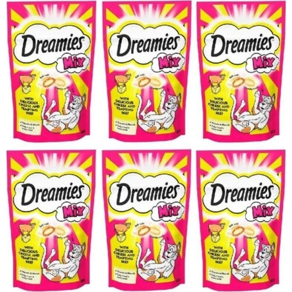 Dreamies Mix Sığır Etli ve Peynirli Kedi Ödülü 60 gr (6 Adet)