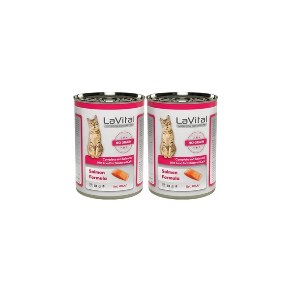 La Vital Tahılsız Somonlu Kısırlaştırılmış Kedi Konservesi 400 gr 2 Adet