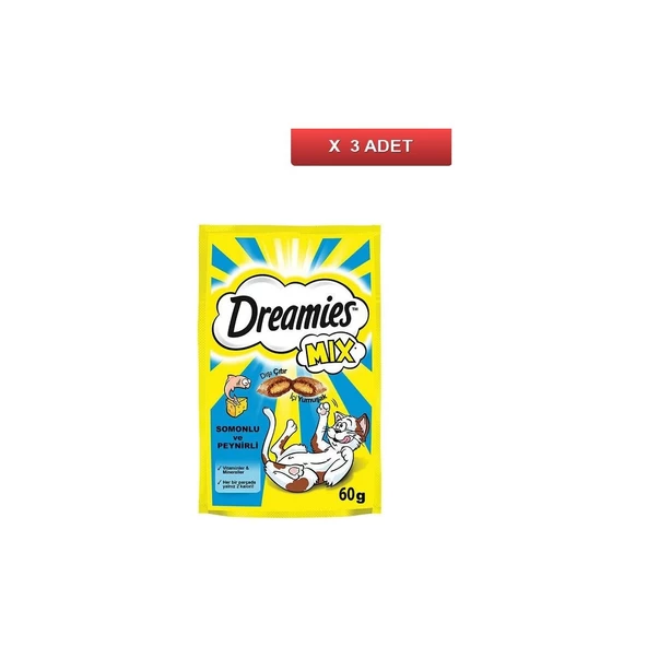 Dreamies Kedi Ödülü Mix Somonlu Tavuklu Peynirli 60 gr (3 Adet)