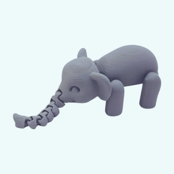 3d Hareketli Oyuncak Fil & Dekor - Gri - Resim 5