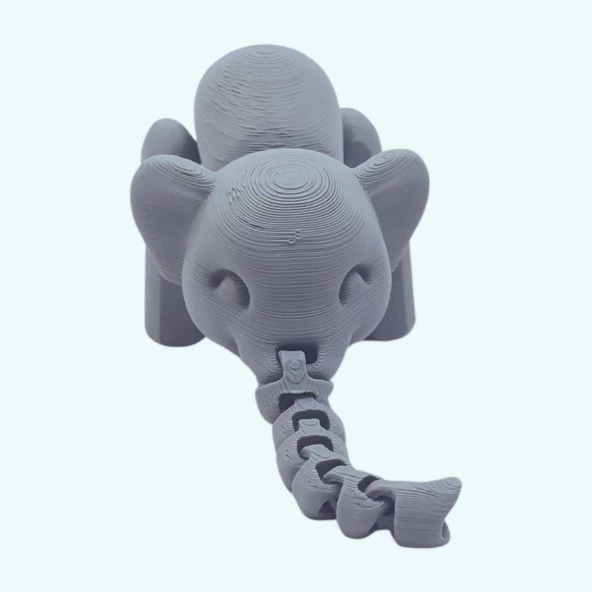 3d Hareketli Oyuncak Fil & Dekor - Gri - Resim 2