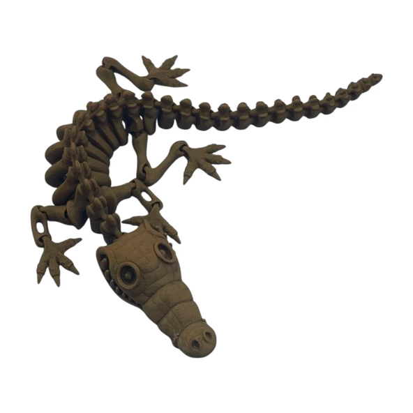 3d Hareketli Iskelet Timsah Figürlü Oyuncak - AltınKahve - Resim 3