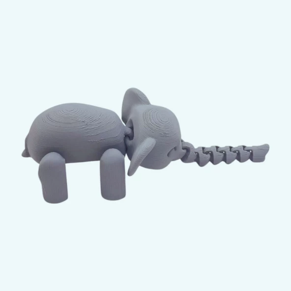 3d Hareketli Oyuncak Fil & Dekor - Gri - Resim 3
