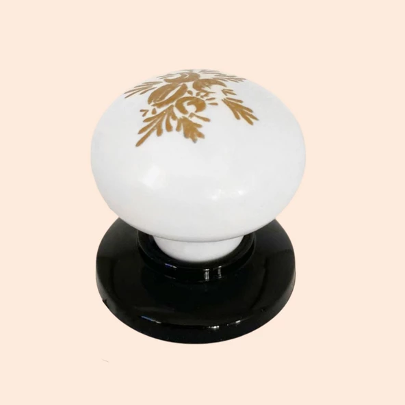 Yasemin Kulp Beyaz Polimer Düğme Kulp Siyah Tablalı Mobilya Mutfak Dolabı Çekmece Kulbu Kulpları - Resim 6