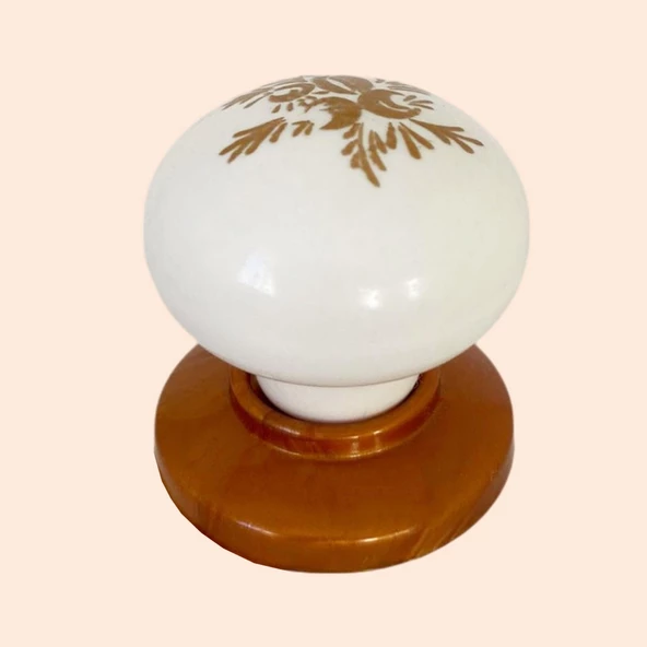 15 Adet Yasemin Kulp Beyaz Polimer Düğme Kulp Bakır Tablalı Mobilya Mutfak Dolabı Çekmece Kulbu Kulpları - Resim 6