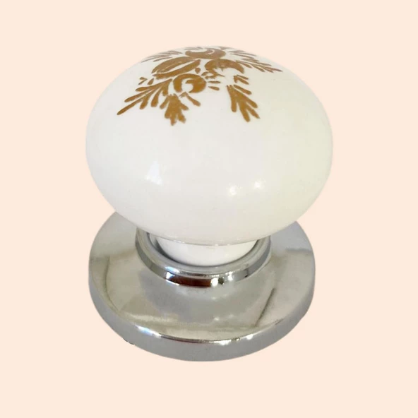 Yasemin Kulp Beyaz Polimer Düğme Kulp Krom Tablalı Mobilya Mutfak Dolabı Çekmece Kulbu Kulpları - 7