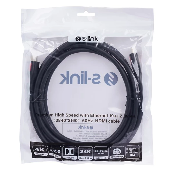 S-Link HDMI Kablo Siyah (1.5m) 4K - 4