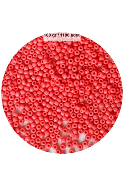 Karpuz Pembesi Renk 4 mm Yaklaşık 1100 adet / 100 gram Cam Boncuk Oya Yazma Bileklik ve Kolye - 1