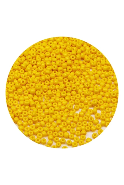 Sarı Renk 4 mm Yaklaşık 1100 adet / 100 gram Cam Boncuk Oya Yazma Bileklik ve Kolye - 3
