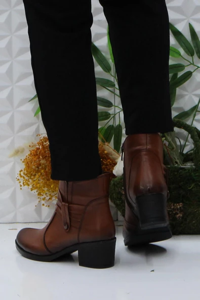 Mehmet Mete 42806 Taba Orijinal Hakiki Deri İçi Kürklü Kaymaz Taban Kadın Bot - Resim 4