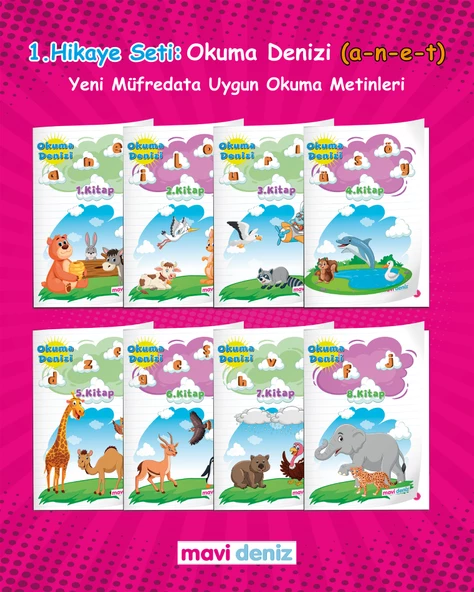 Mavi Deniz 2025 1. Sınıf Minik Kuş Maviş 3 Lü Hikaye Seti 24 Kitap Renksiz